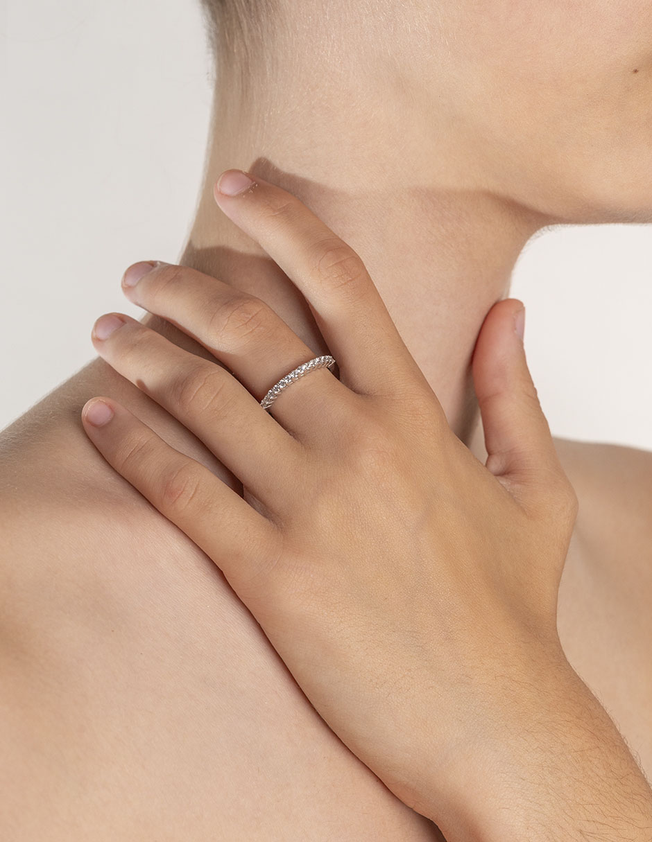 Anillo de compromiso de oro blanco 14 k diamante 3