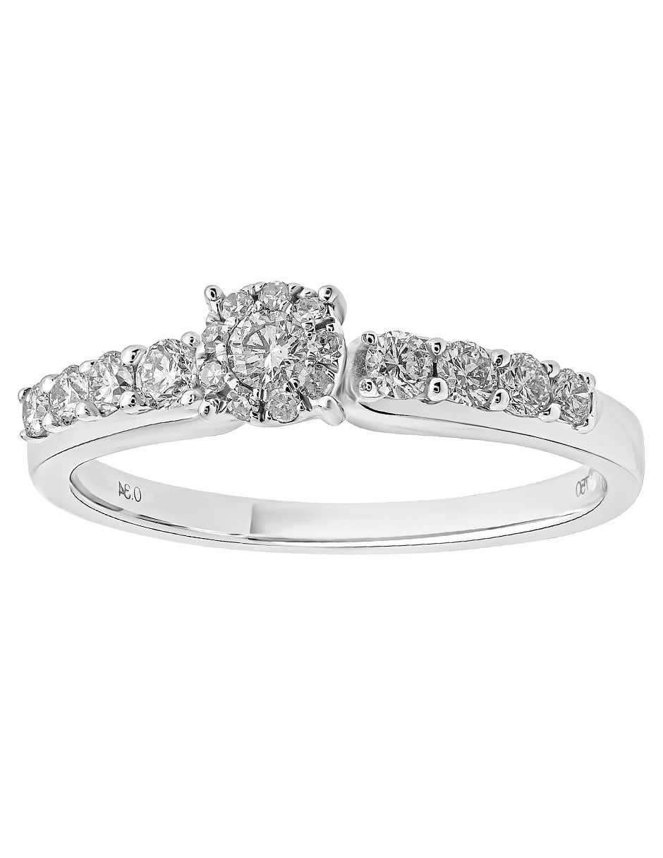 Anillo de compromiso de oro blanco 14 k diamante