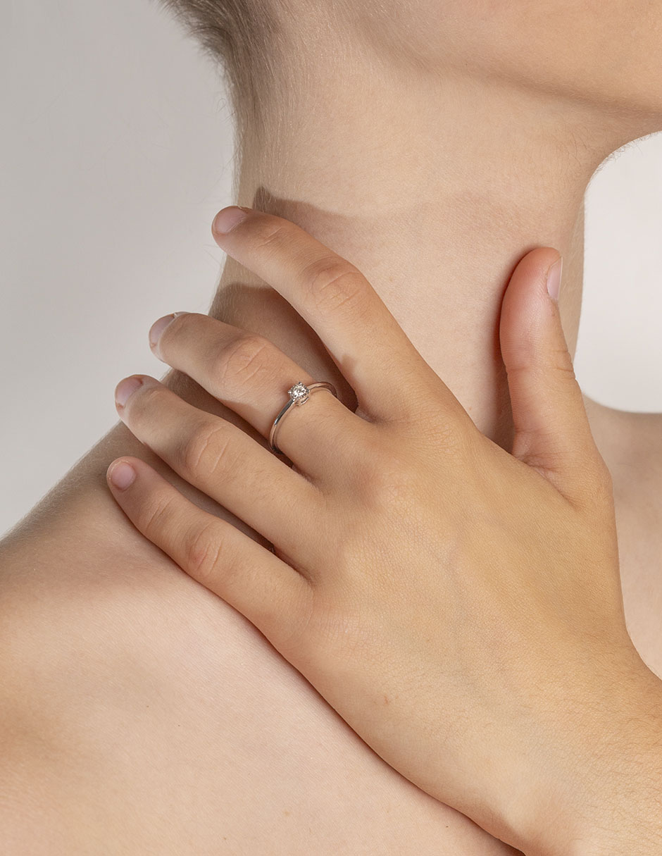 Anillo de compromiso de oro blanco 14 k diamante 3
