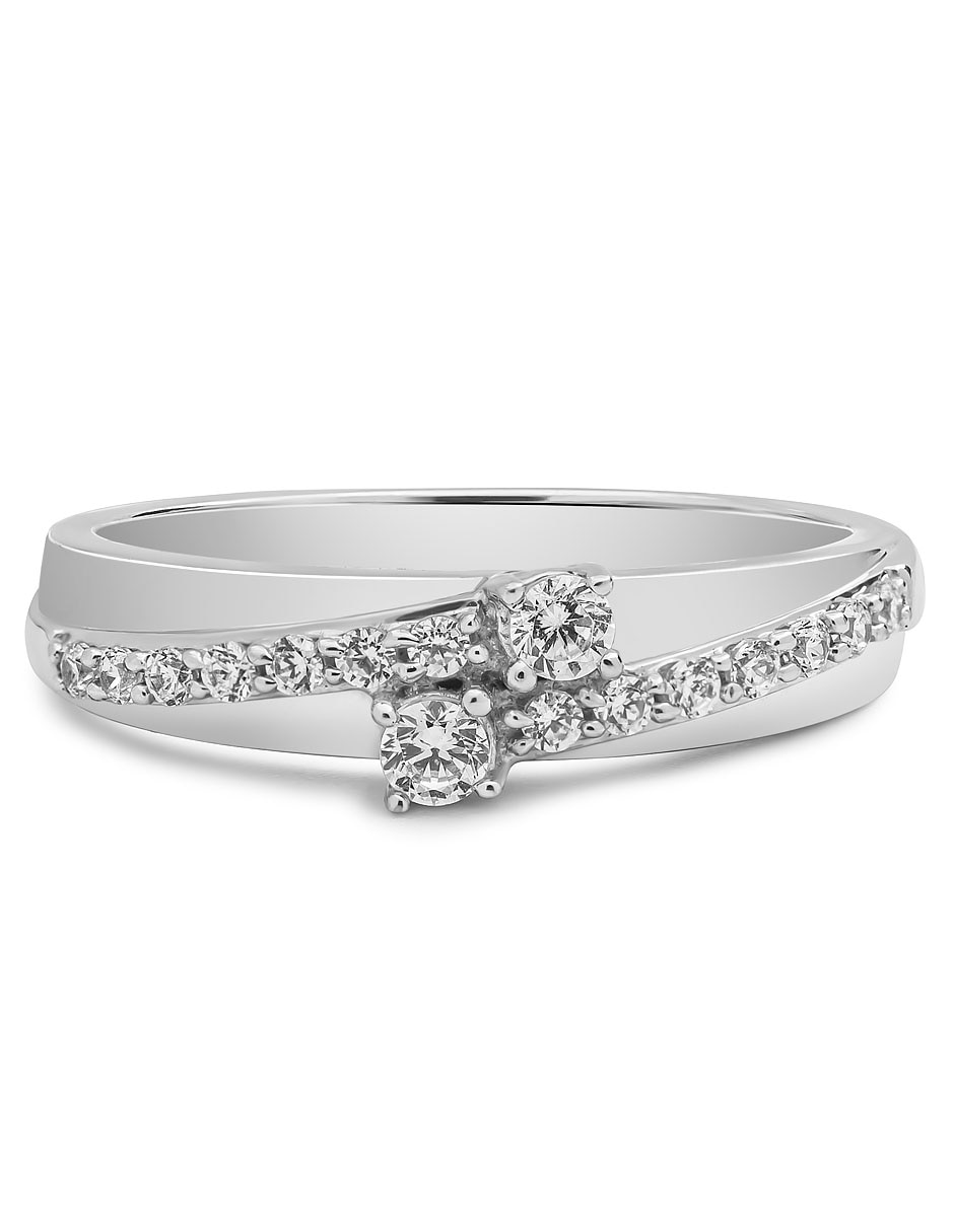 Anillo de compromiso de oro blanco 14 k diamante