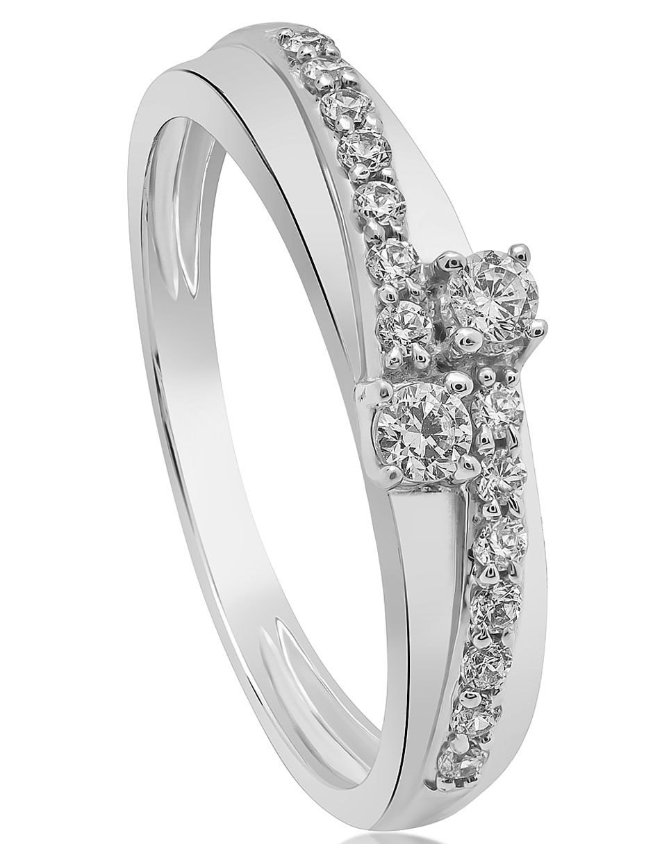 Anillo de compromiso de oro blanco 14 k diamante 2