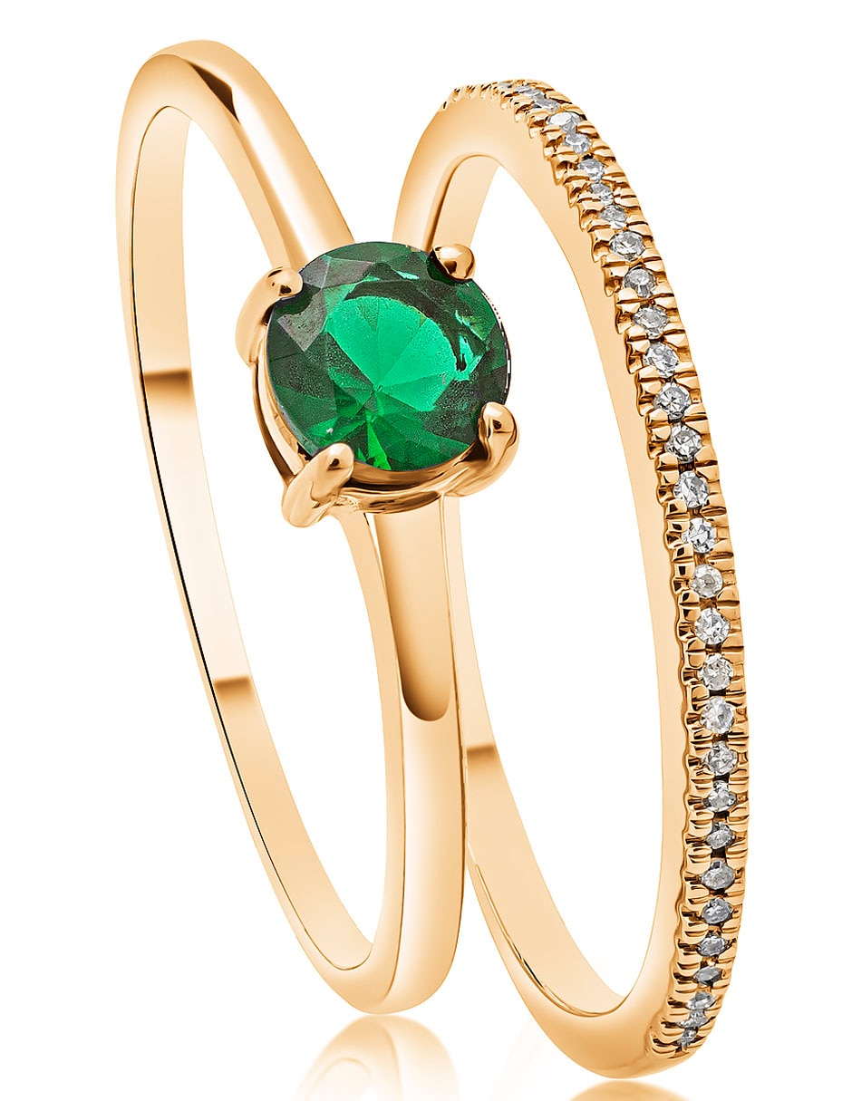 Anillo de compromiso de oro amarillo 14 k esmeralda 2