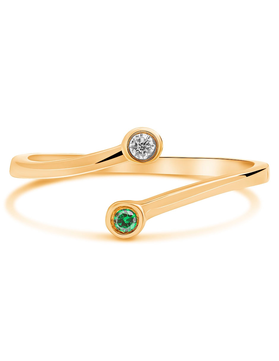 Anillo de compromiso de oro amarillo 14 k esmeralda