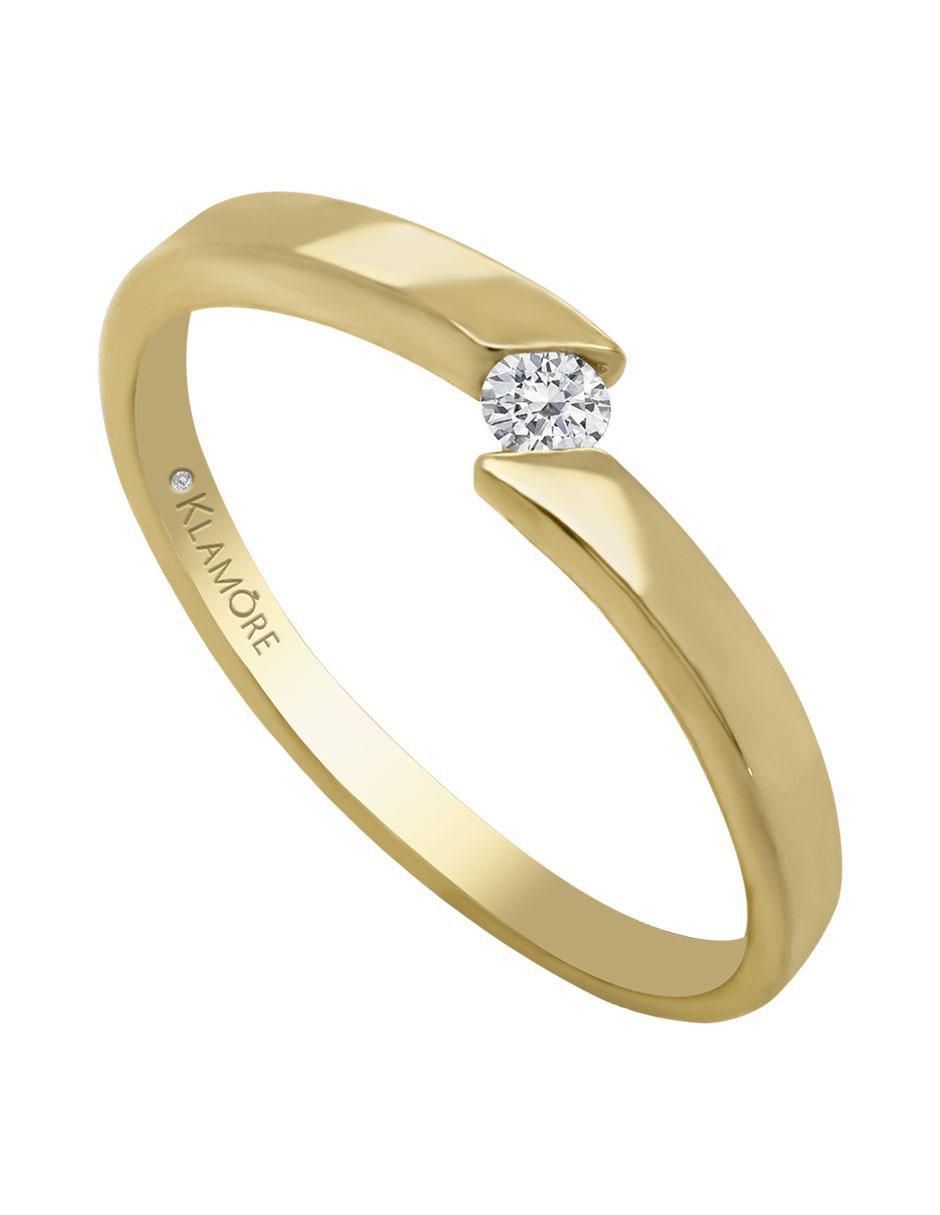 Solitario de oro 14 k klamore diamante
