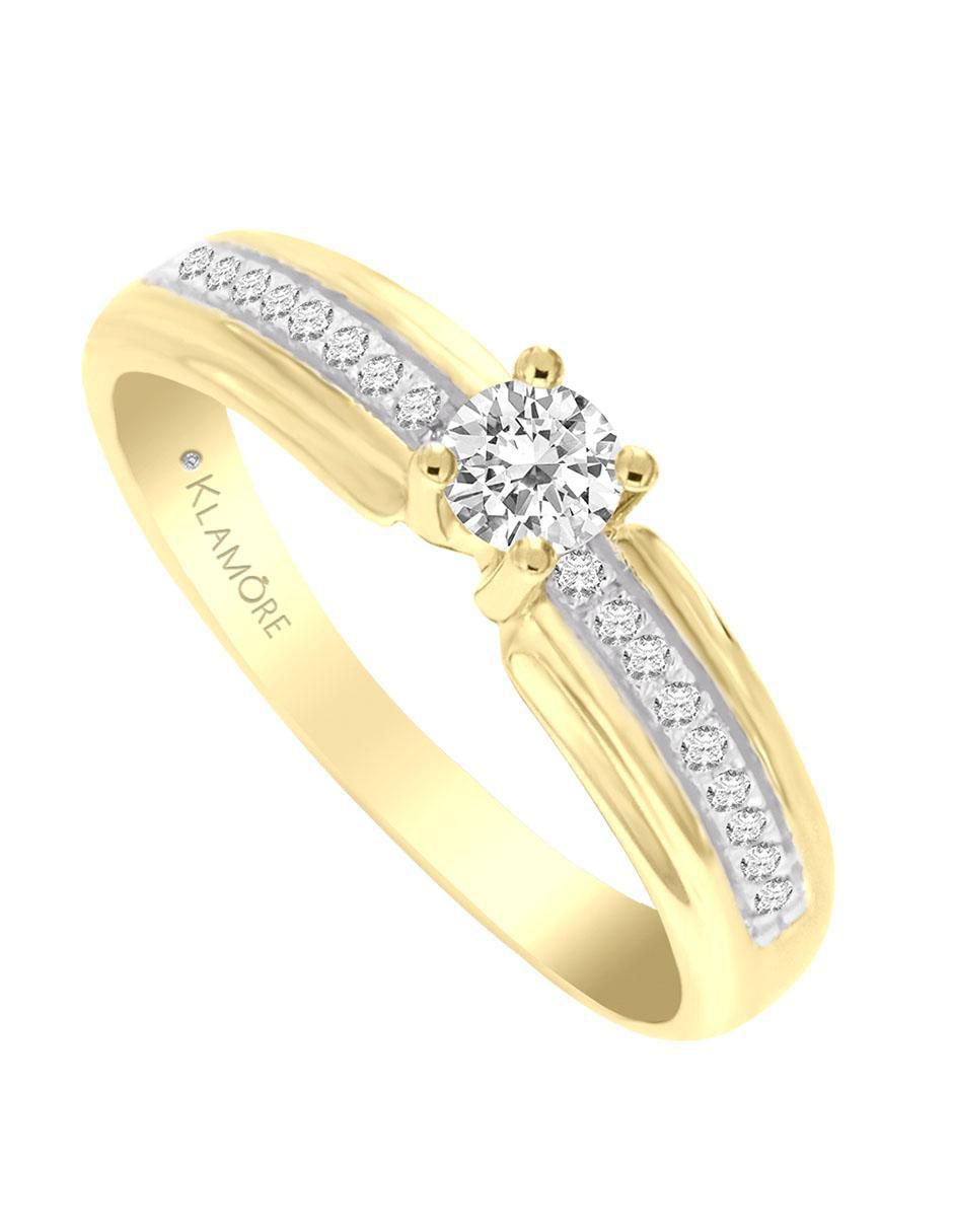 Solitario de oro 14 k klamore diamante