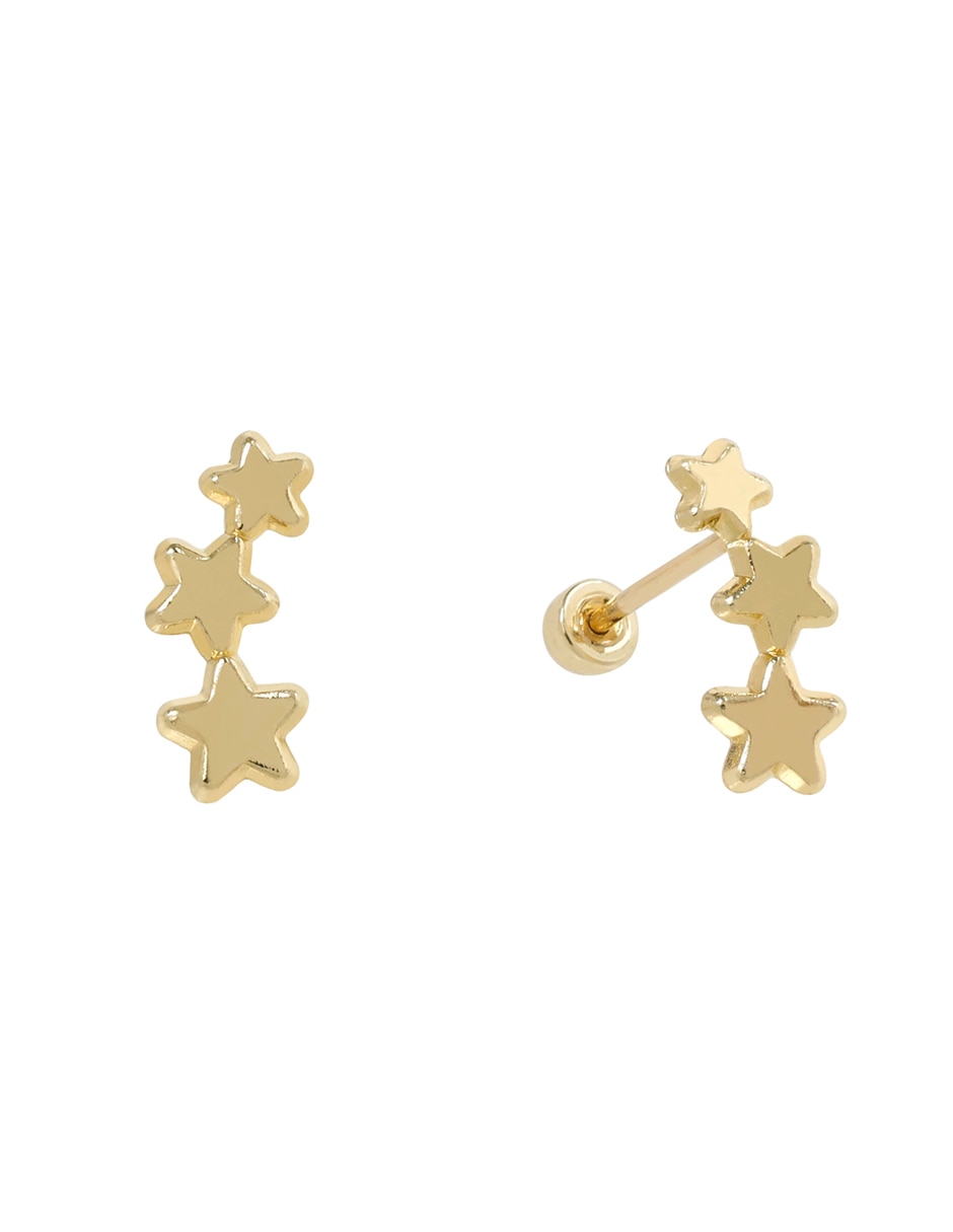 Broqueles de estrella de oro con acabado brillante zirconia