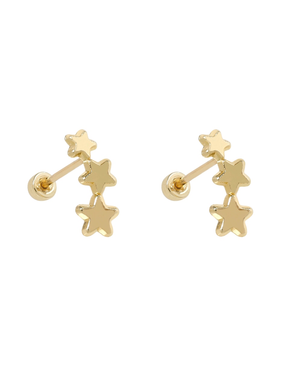 Broqueles de estrella de oro con acabado brillante zirconia 2