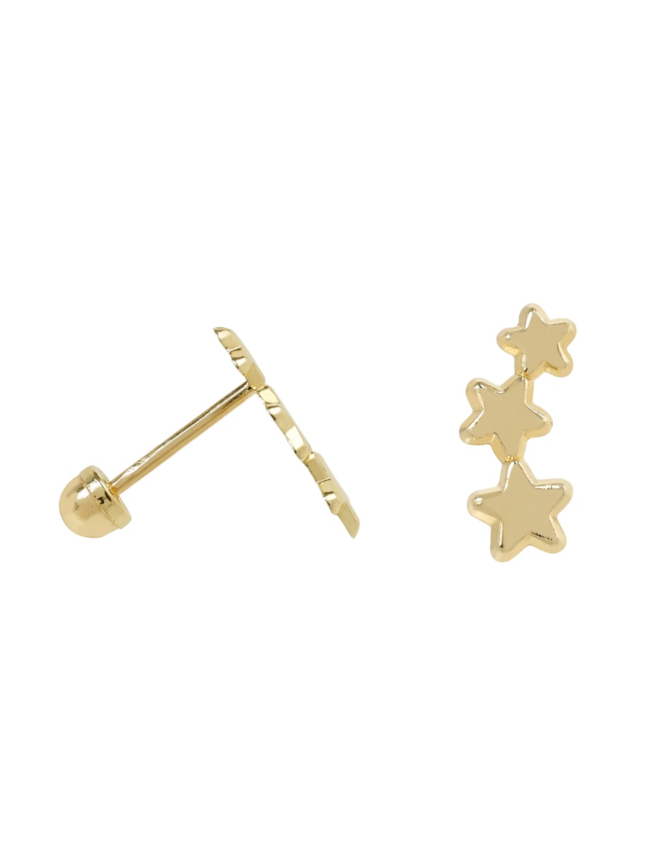 Broqueles de estrella de oro con acabado brillante zirconia 3