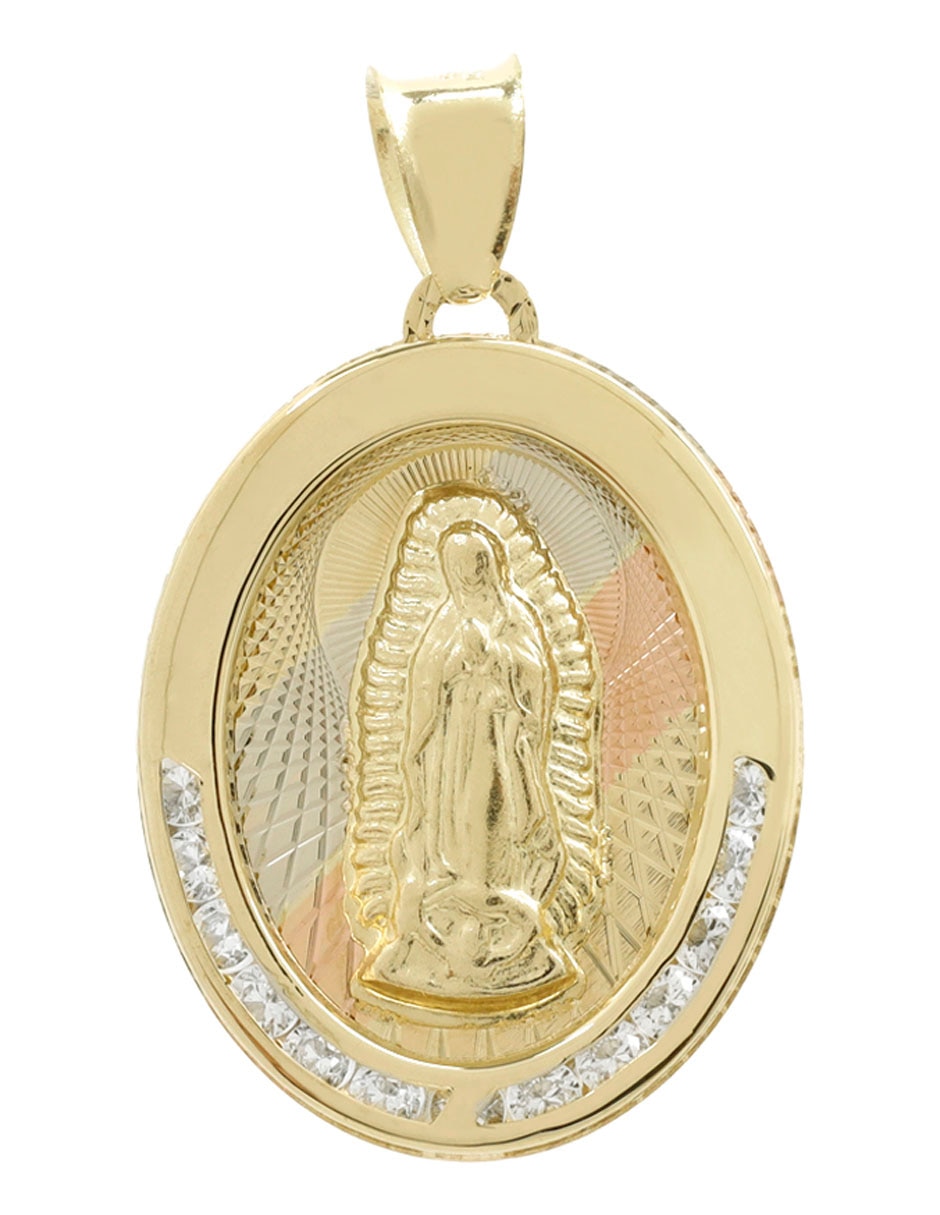 Medalla ovalada virgen de guadalupe de oro 14 K 3