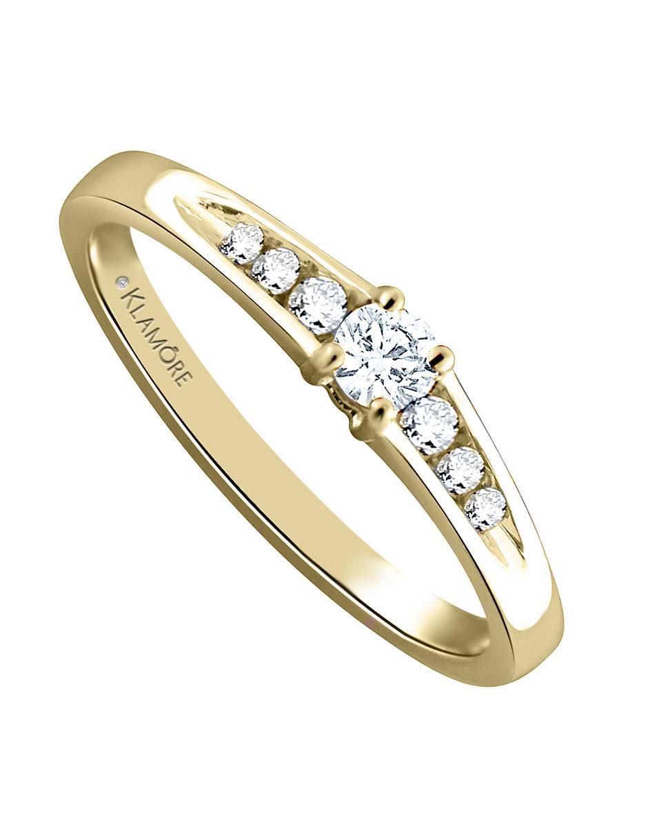 Solitario de oro 14 k klamore diamante
