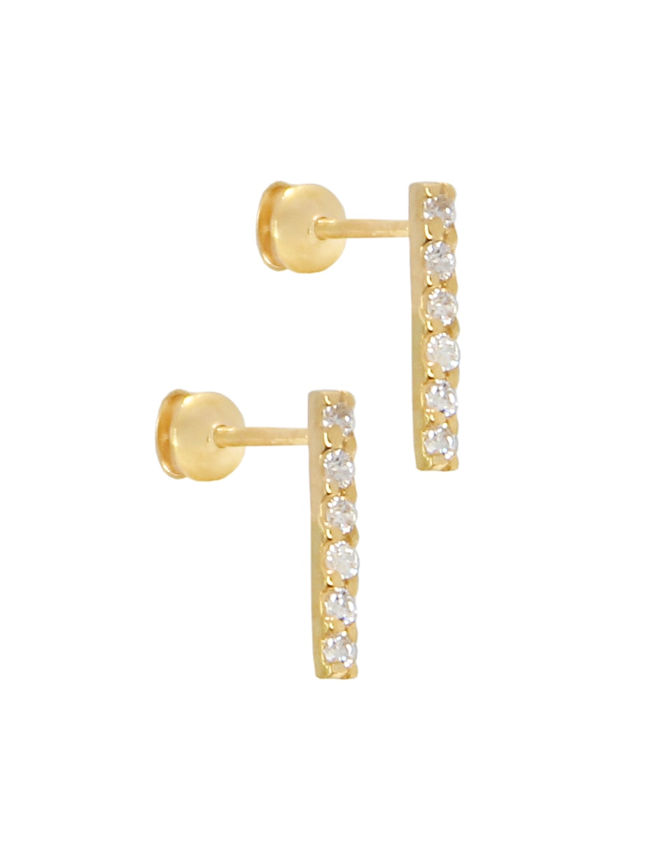 Broqueles Dama de oro con acabado brillante zirconia 1