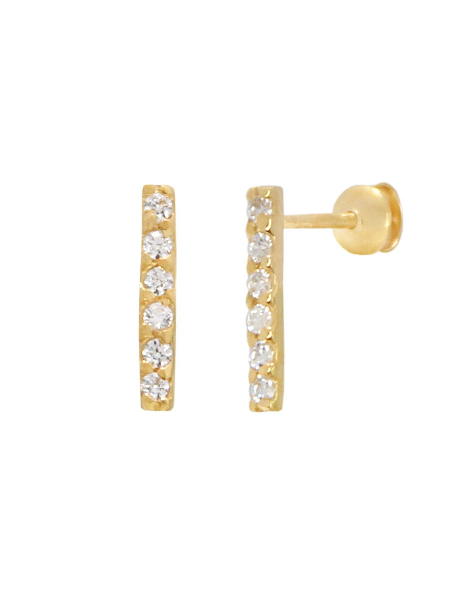 Broqueles Dama de oro con acabado brillante zirconia