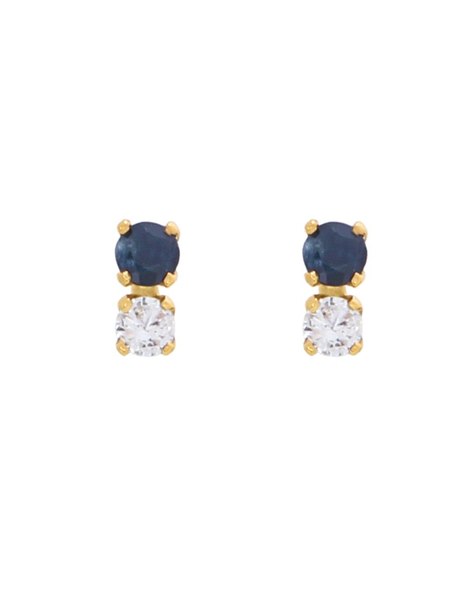 Broqueles Dama de oro con acabado brillante zirconia 1