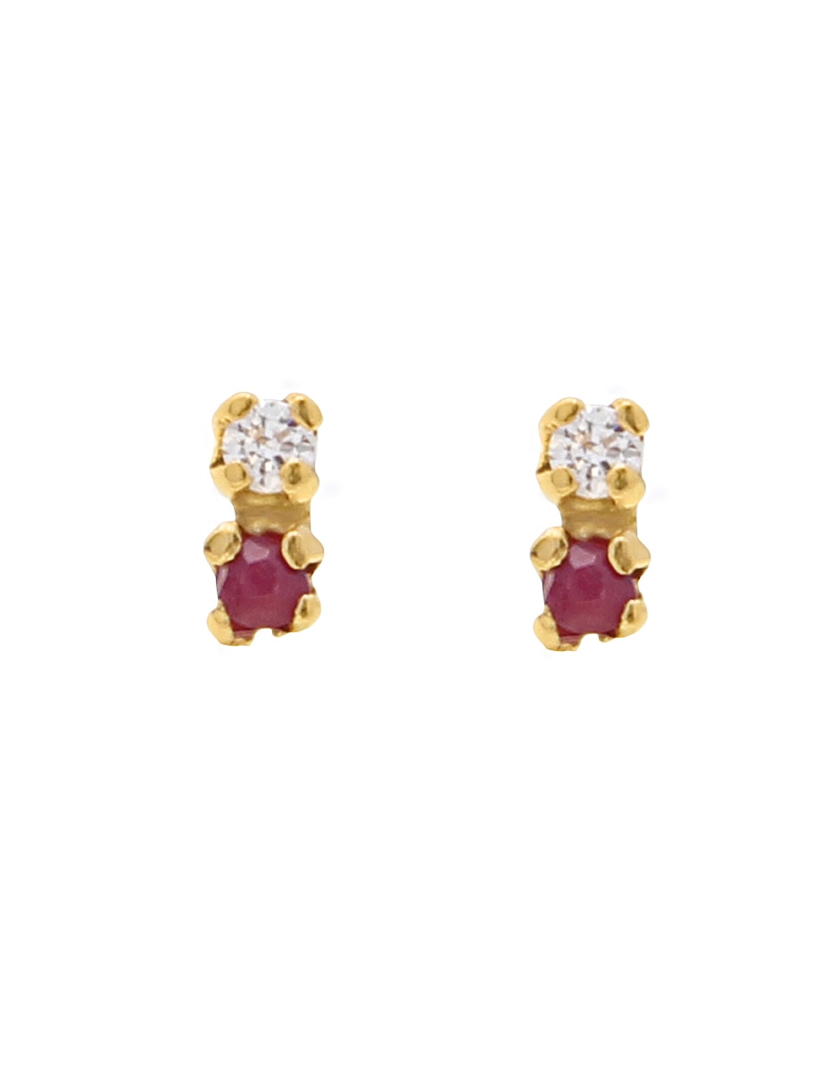 Broqueles Dama de oro con acabado brillante zirconia 1