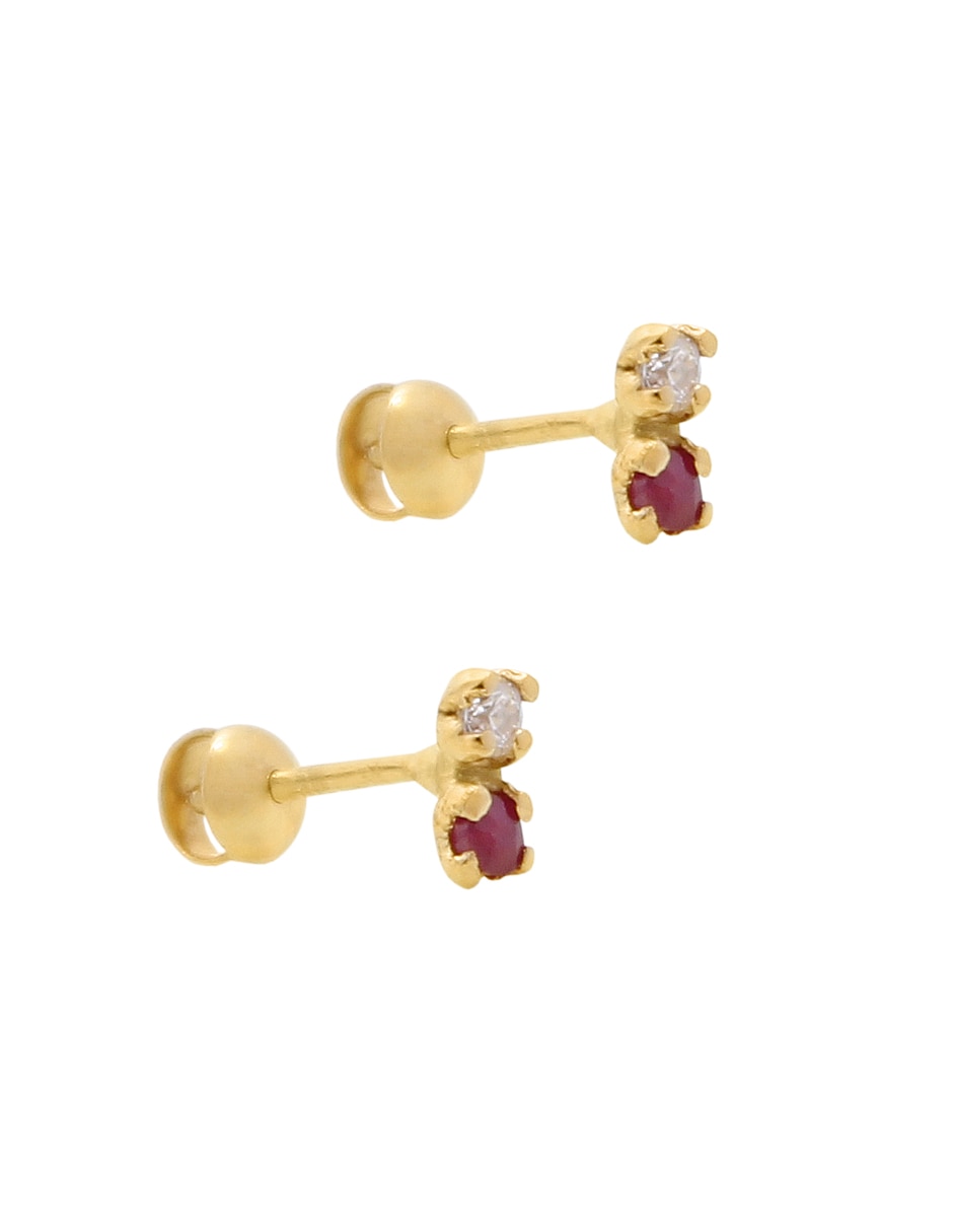 Broqueles Dama de oro con acabado brillante zirconia