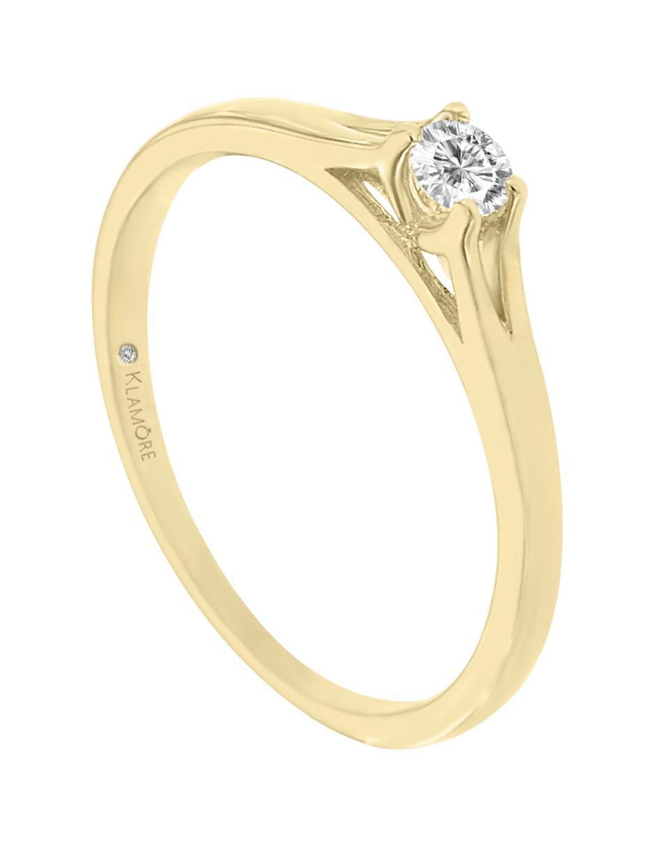 Solitario de oro 14 k klamore diamante