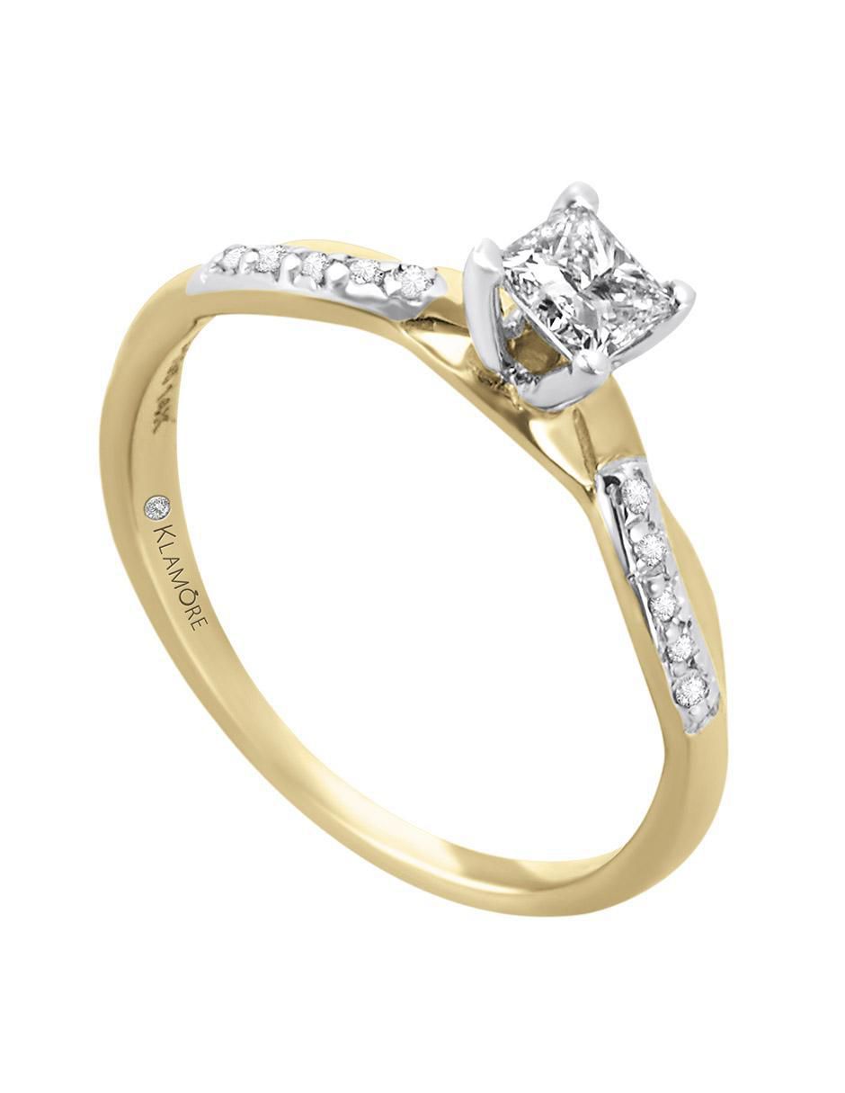 Solitario de oro 14 k klamore diamante