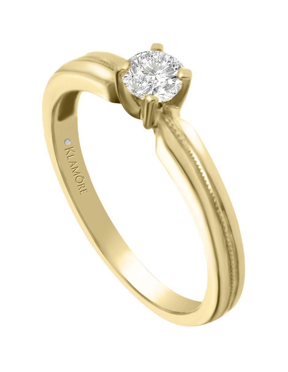 Solitario de oro 14 k klamore diamante