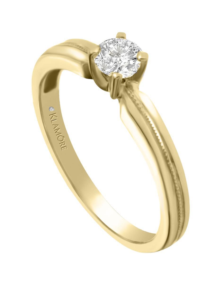 Solitario de oro 14 k klamore diamante