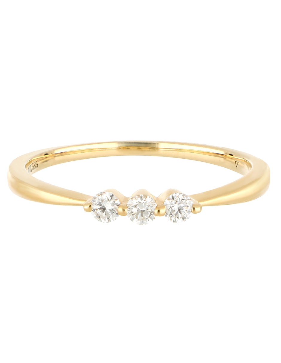 Anillo Piedras Naturales 14 k de oro amarillo diamante 3