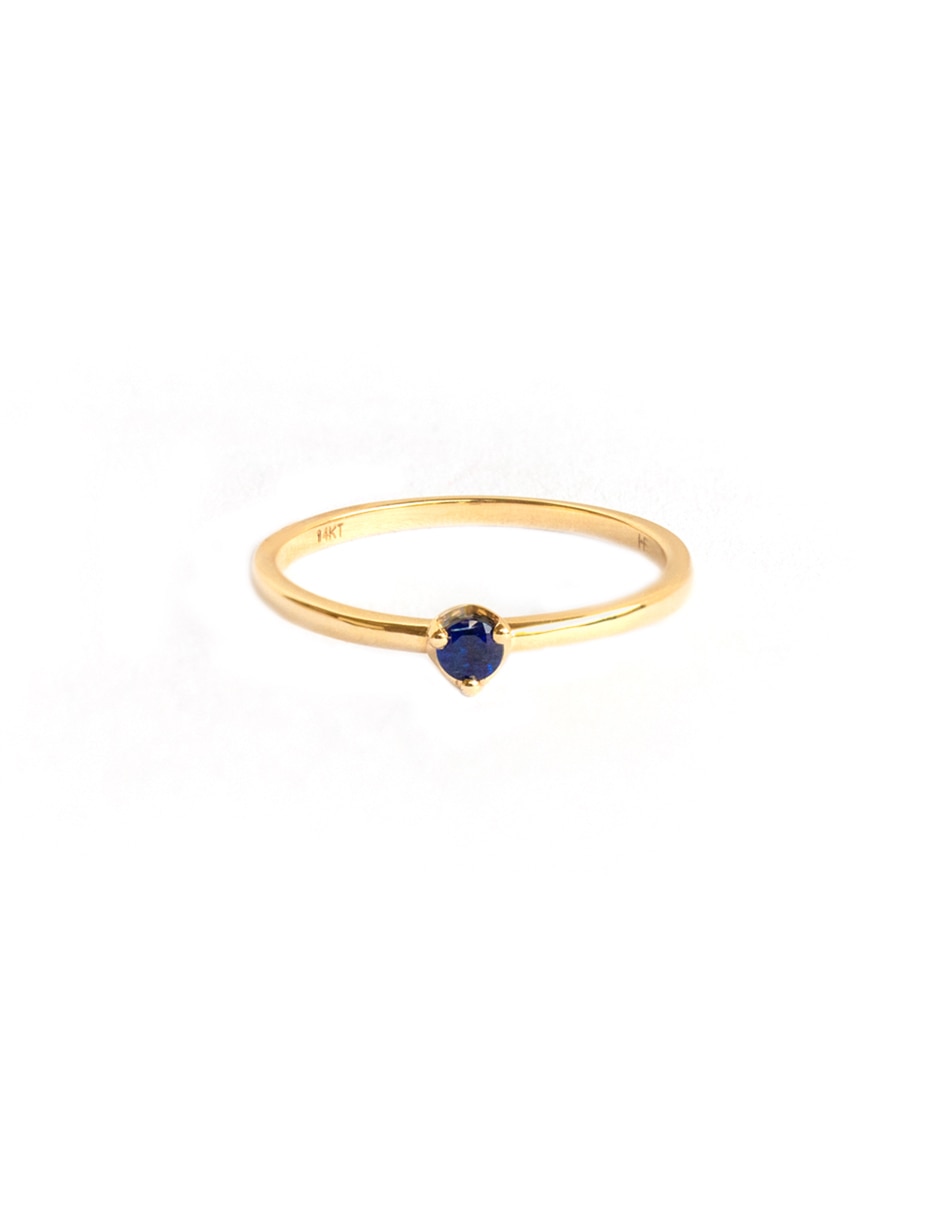Anillo 14 k de oro amarillo zafiro brillante