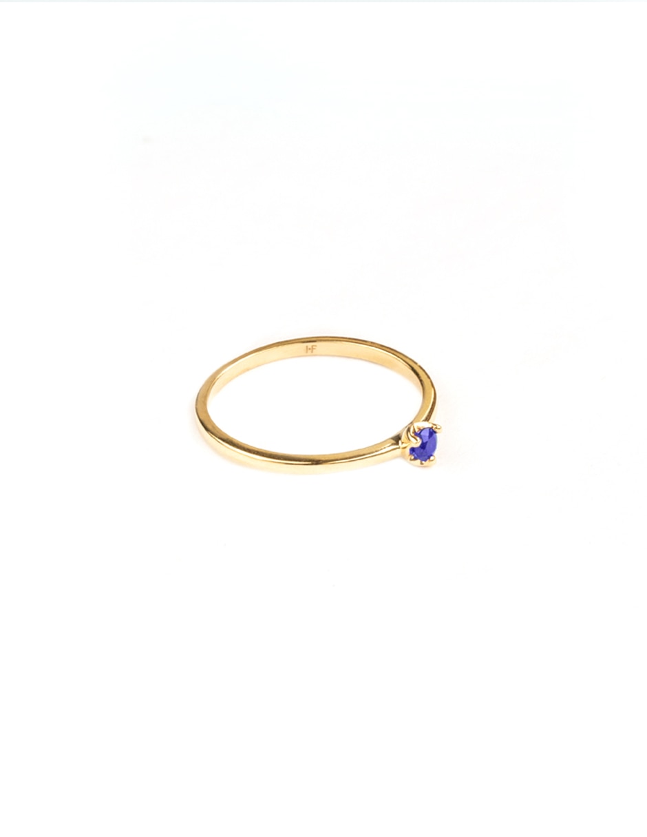 Anillo 14 k de oro amarillo zafiro brillante 2
