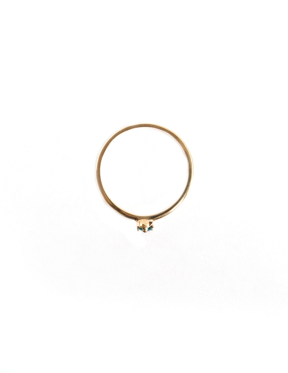 Anillo 14 k de oro amarillo zafiro brillante 3