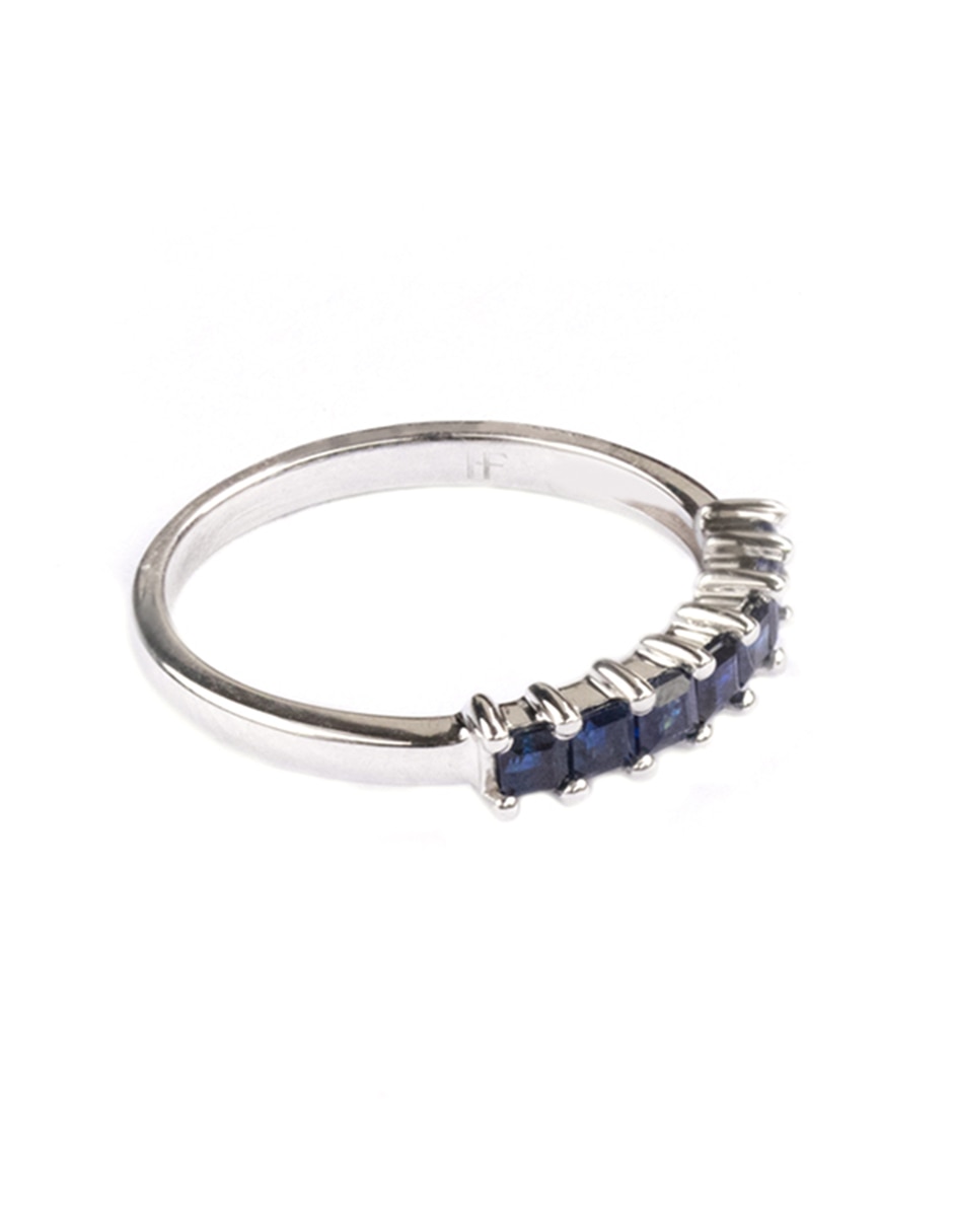 Anillo geométrico Helodia 14 k de oro amarillo zafiro brillante 2