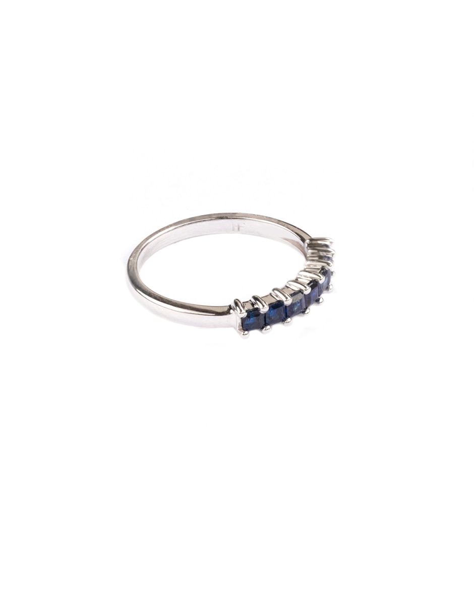 Anillo geométrico Helodia 14 k de oro amarillo zafiro brillante 4