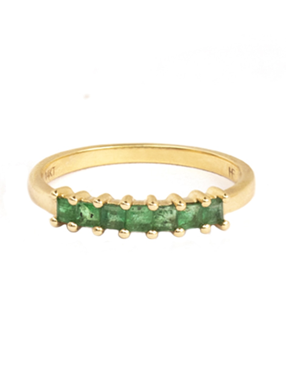 Anillo geométrico Helodia 14 k de oro amarillo esmeralda brillante