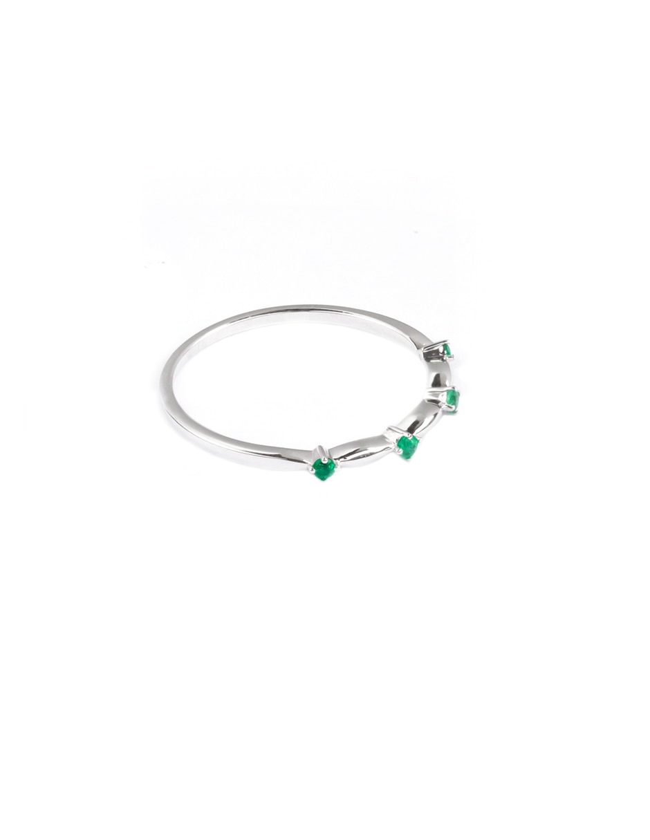 Anillo Acis 14 k de oro blanco esmeralda brillante 4