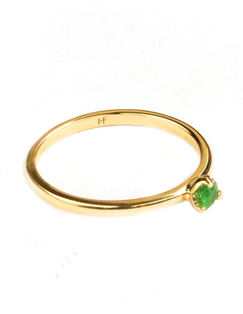 Anillo de corona Acuario 14 k de oro amarillo esmeralda brillante 2