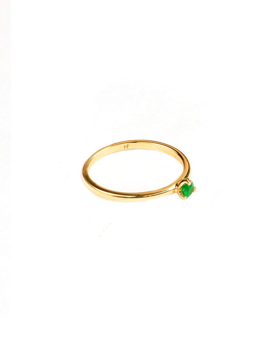 Anillo de corona Acuario 14 k de oro amarillo esmeralda brillante 4