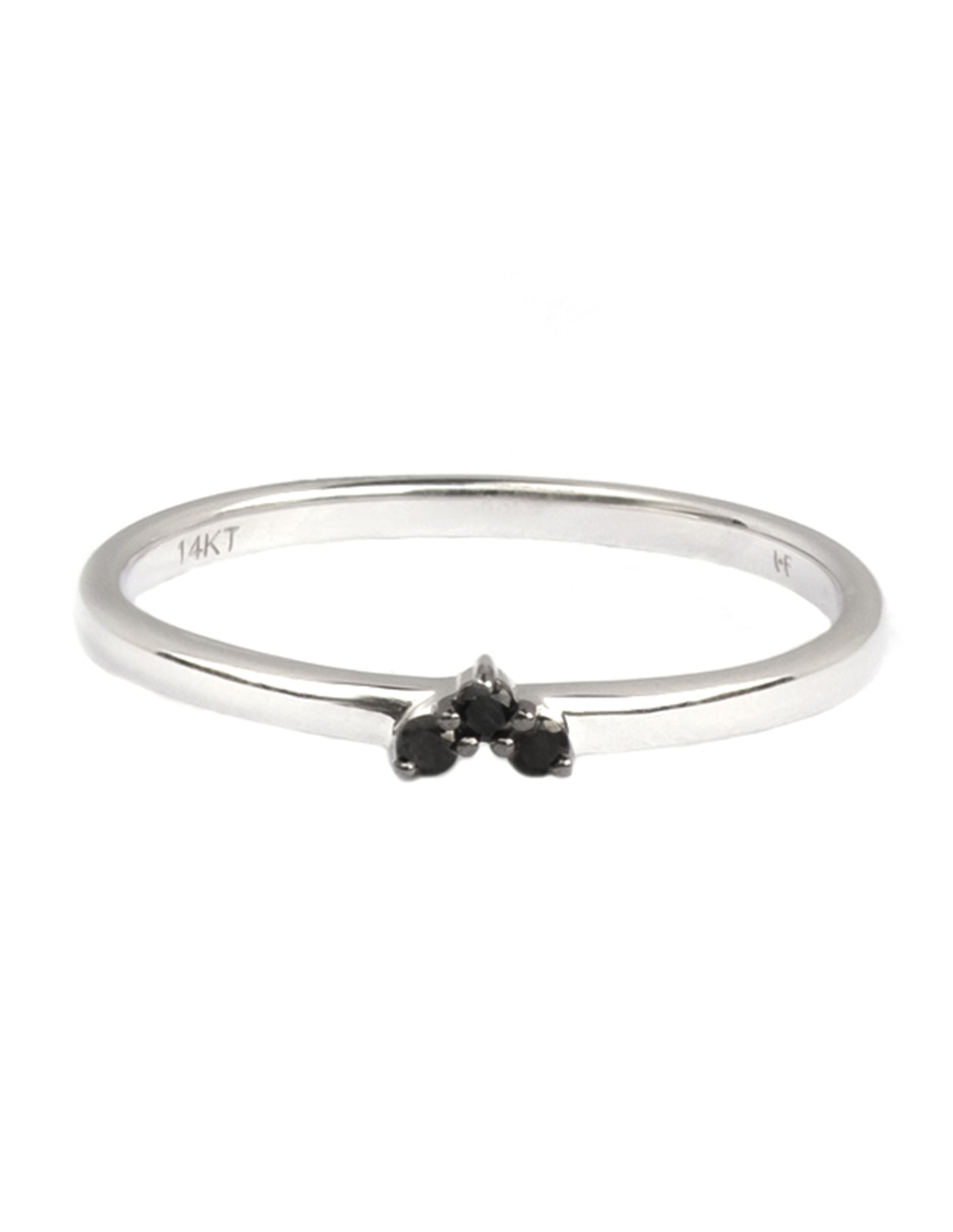Anillo de corazón Abante 14 k de oro blanco diamante negro brillante