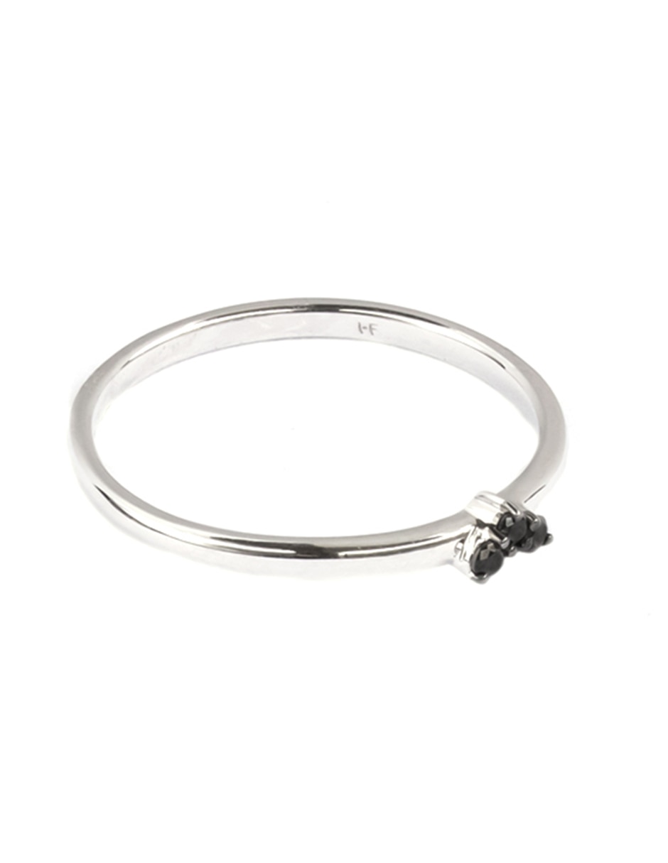 Anillo de corazón Abante 14 k de oro blanco diamante negro brillante 2