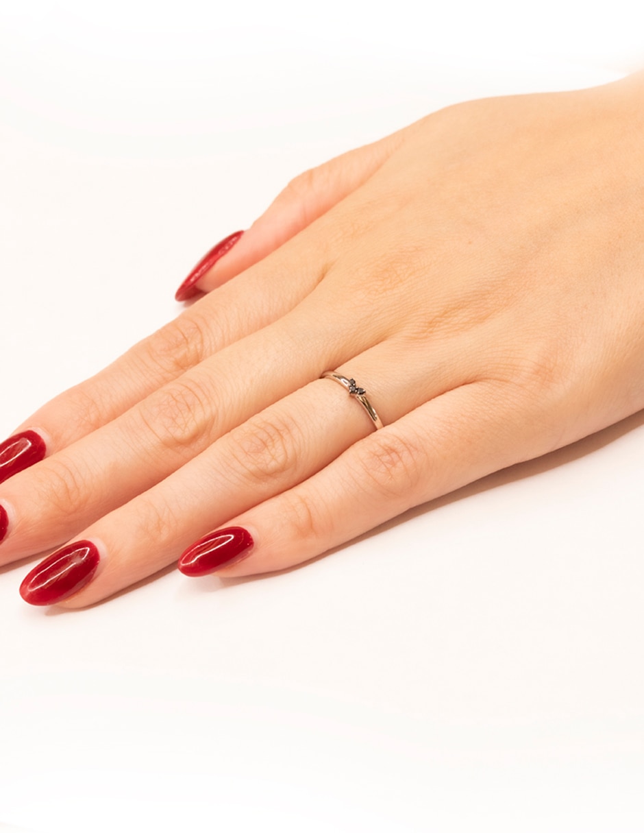 Anillo de corazón Abante 14 k de oro blanco diamante negro brillante 3