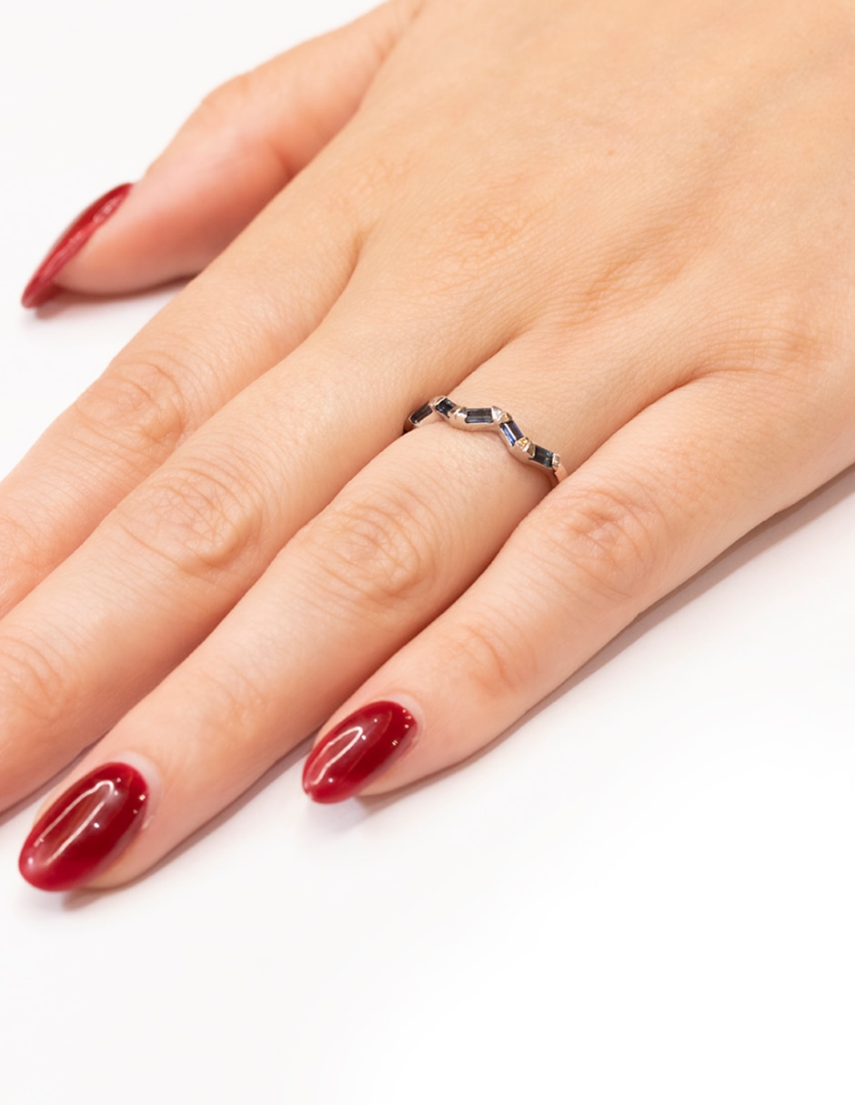 Anillo GALATEA 14 k de oro blanco zafiro brillante 3
