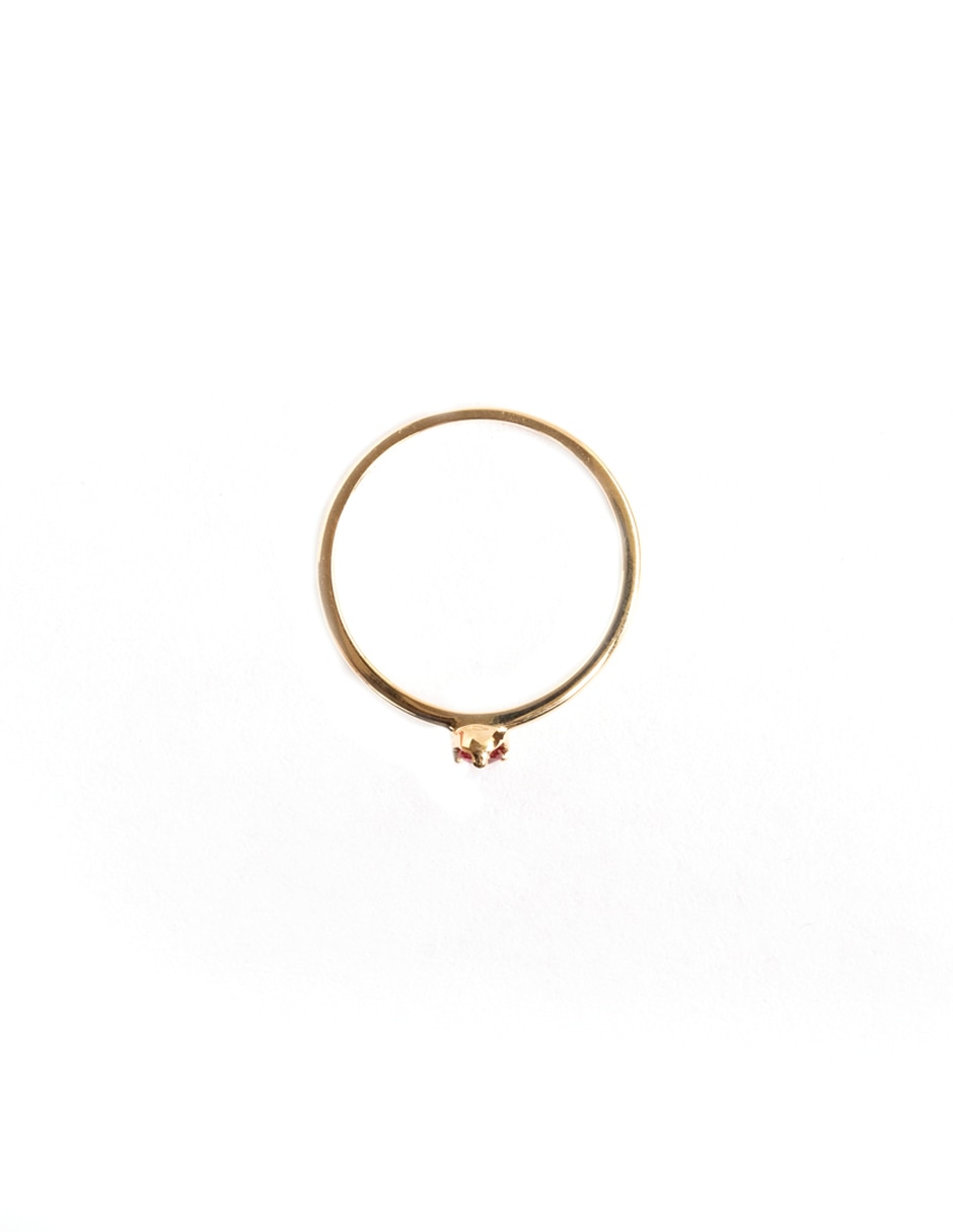 Anillo 14 k de oro amarillo rubí brillante 3