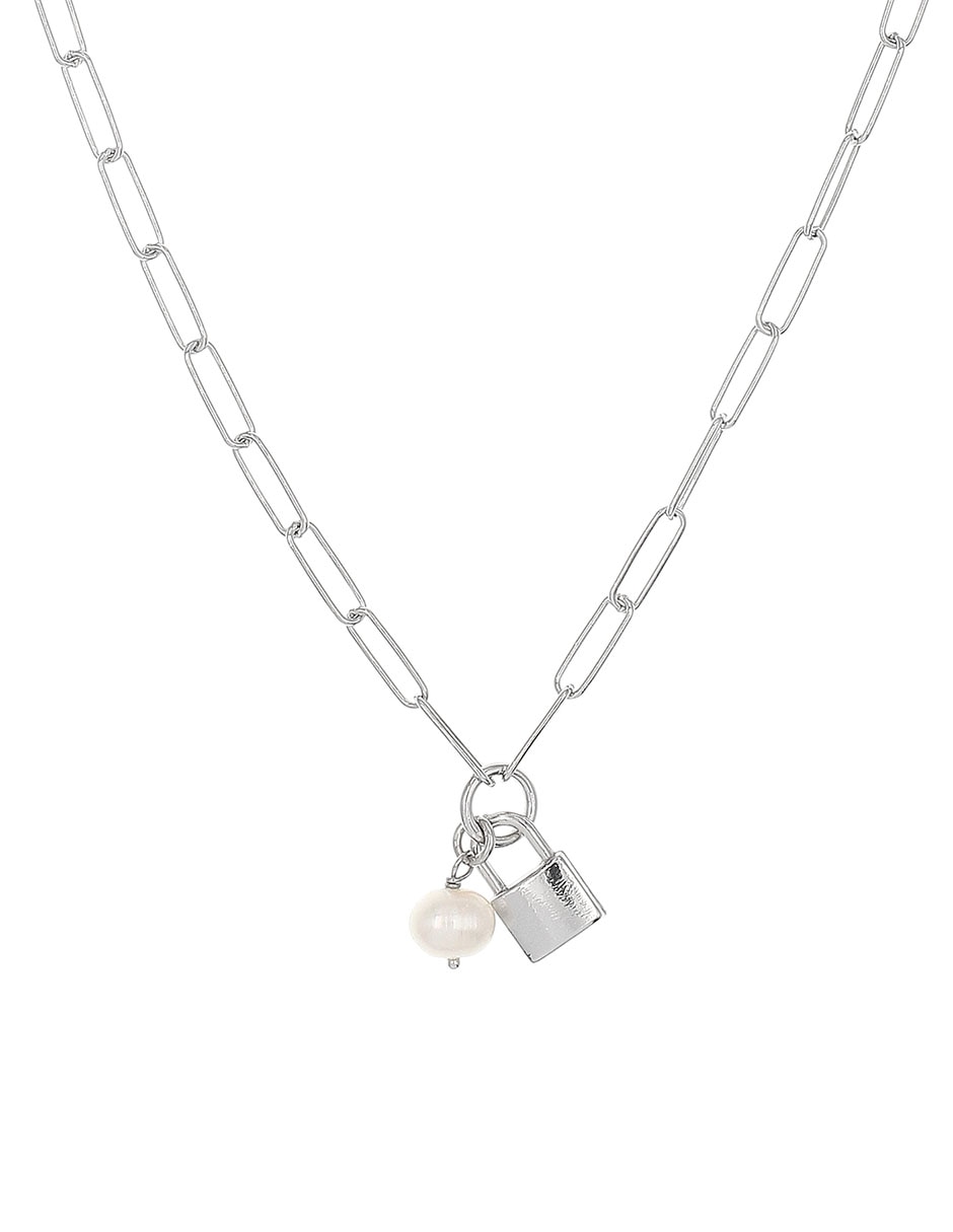 Collar de candado de plata P 925