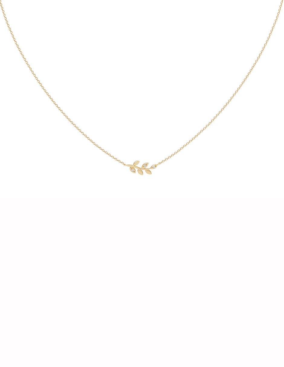 Collar de hoja de oro amarillo 14 K