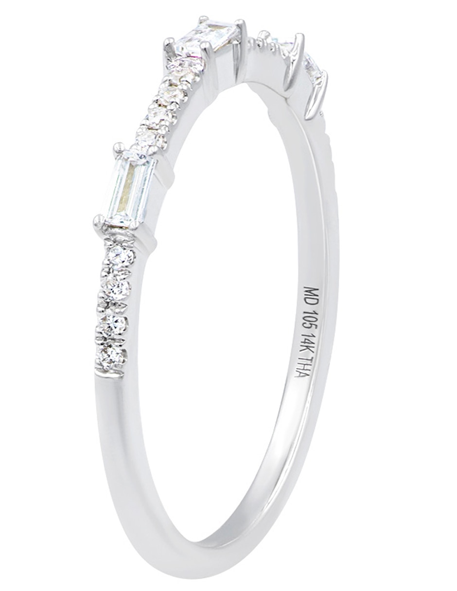 Anillo de compromiso de oro blanco 14 k diamante 3