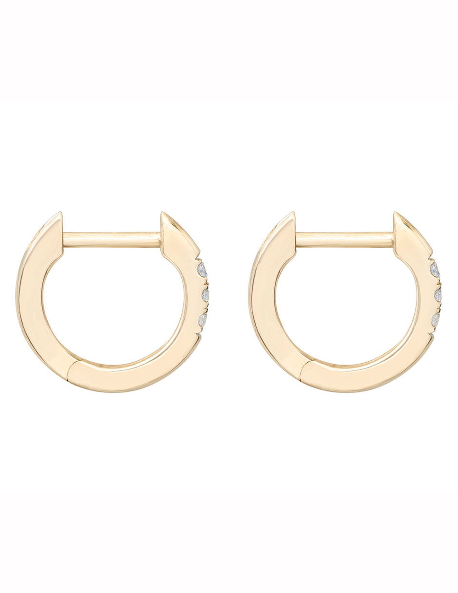 Aretes redondos de oro con acabado brillante diamante 2