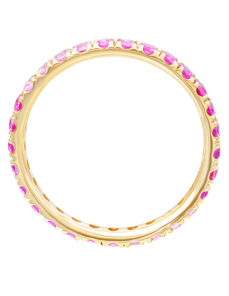 Anillo 14 k de oro zafiro rosa brillante