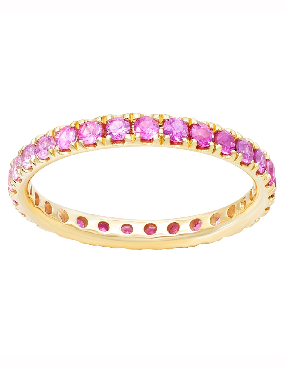 Anillo 14 k de oro zafiro rosa brillante 2