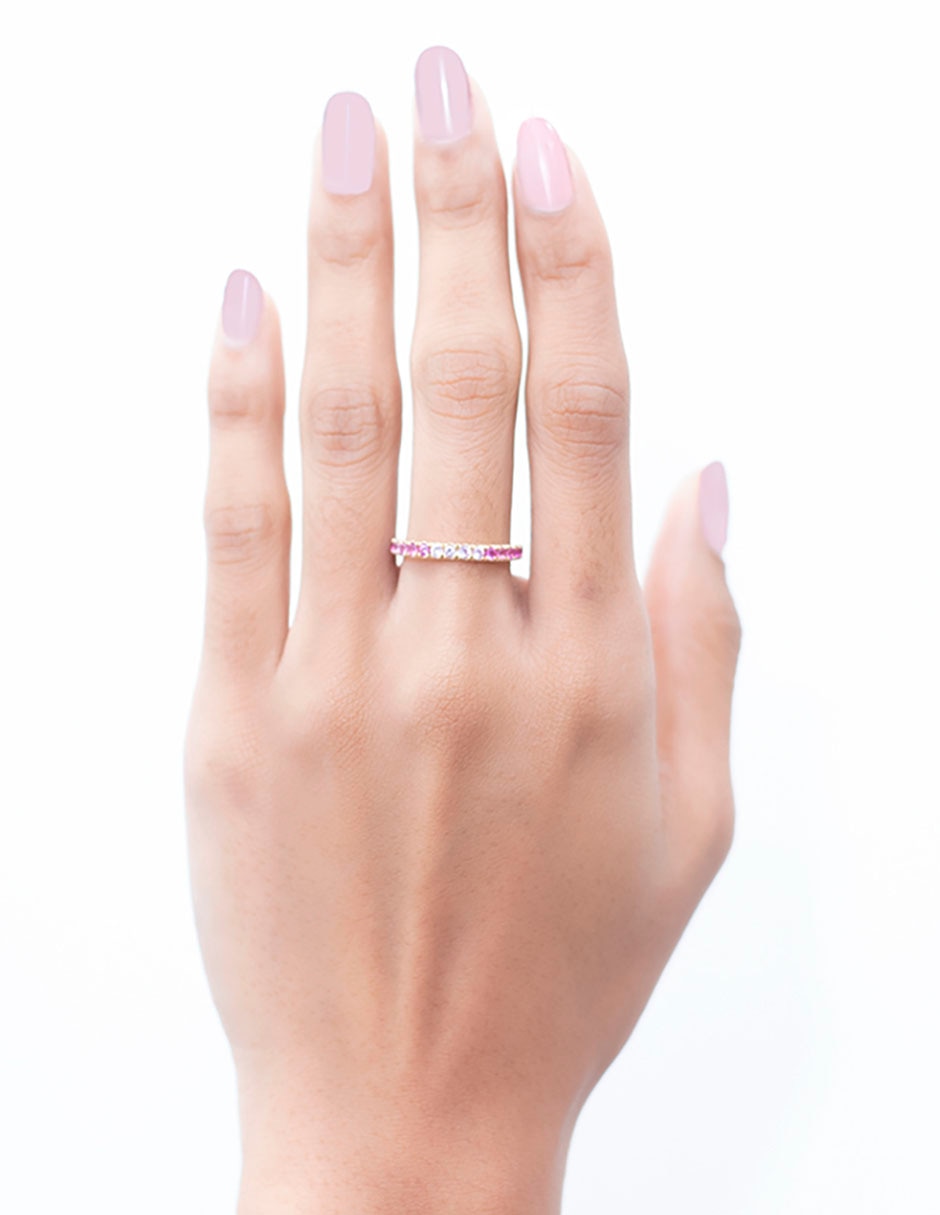 Anillo 14 k de oro zafiro rosa brillante 4