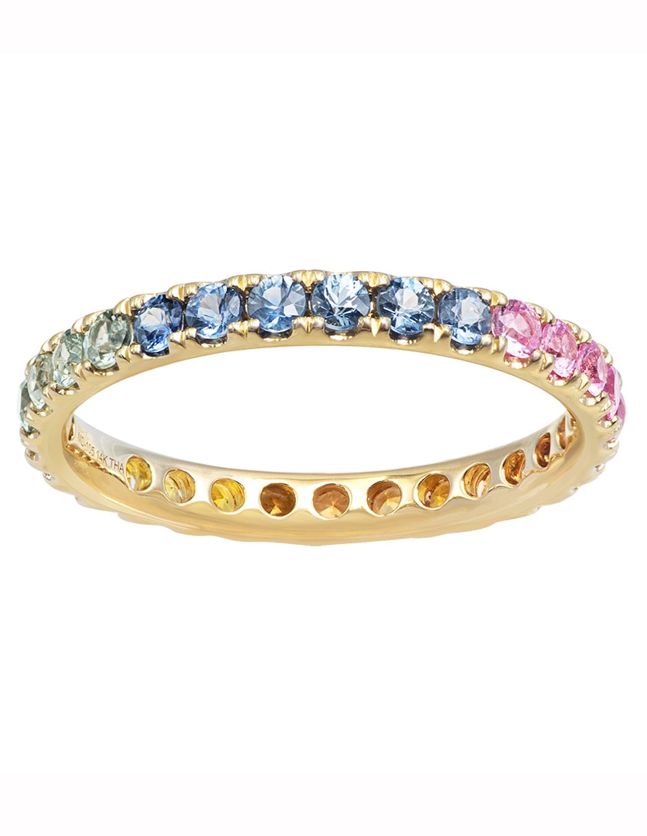 Anillo 14 k de oro zafiro brillante 3