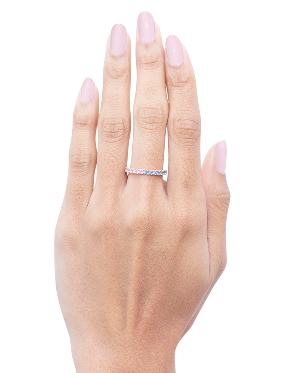Anillo 14 k de oro zafiro brillante 4