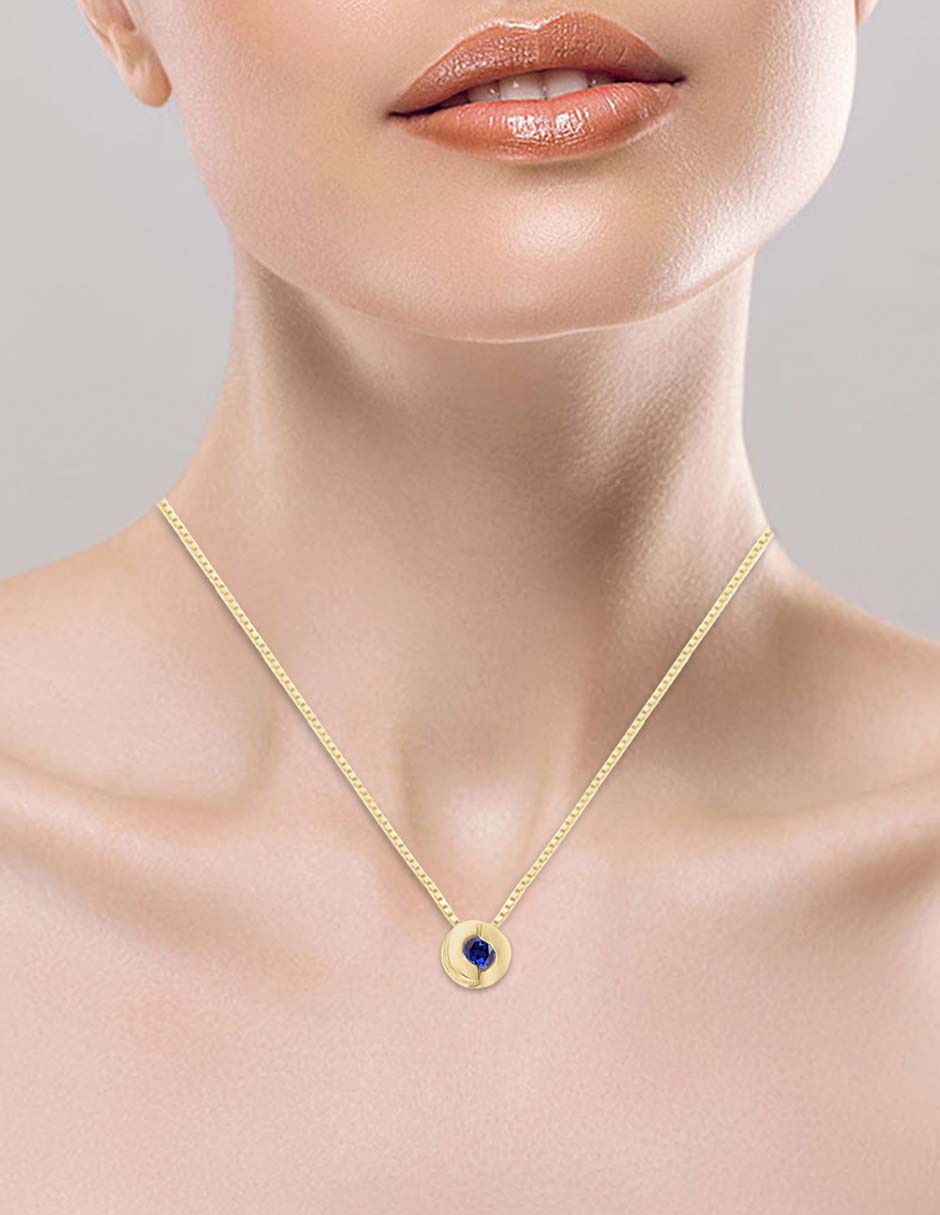 Colgante Y Dije circular nuvole de oro amarillo 14 K zafiro 3