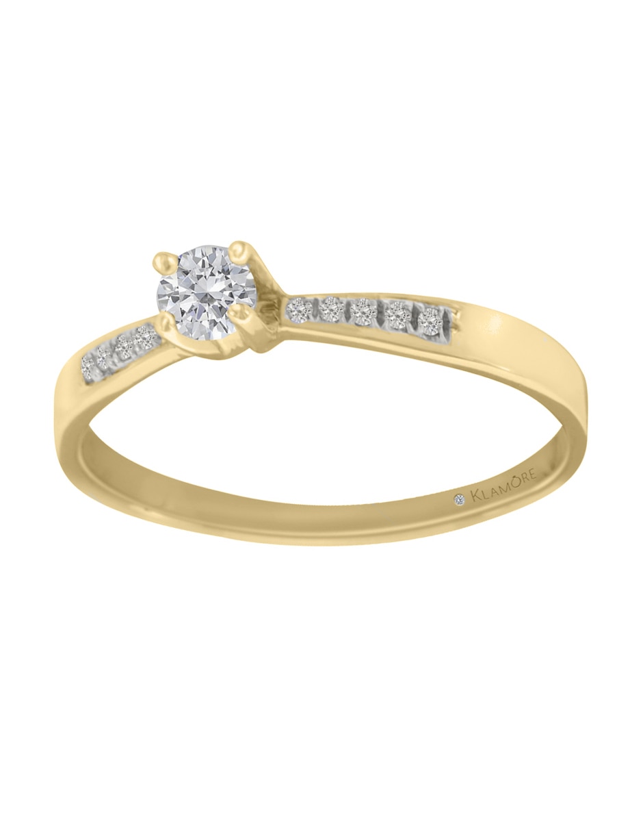 Solitario de oro amarillo 14 k Miloro diamante