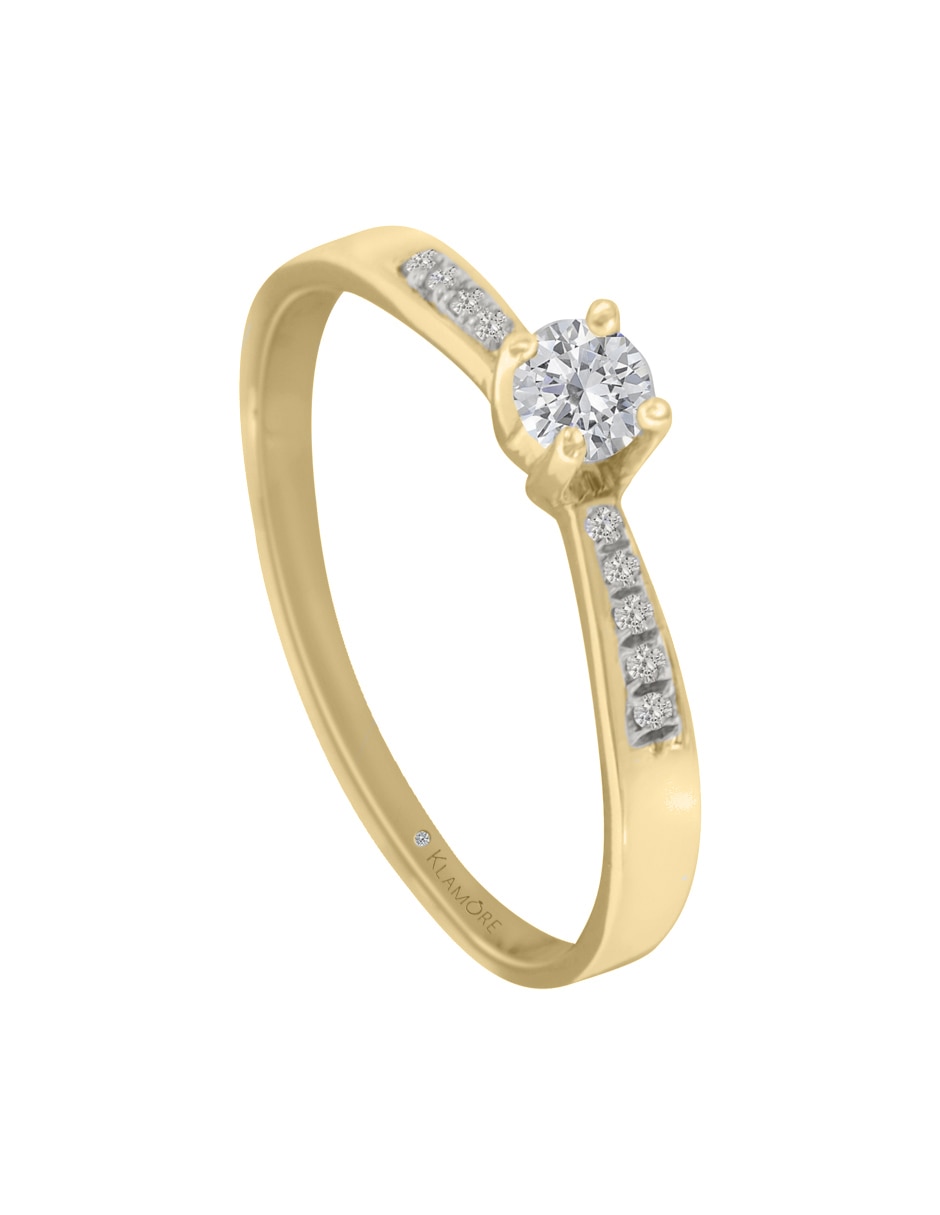 Solitario de oro amarillo 14 k Miloro diamante 3